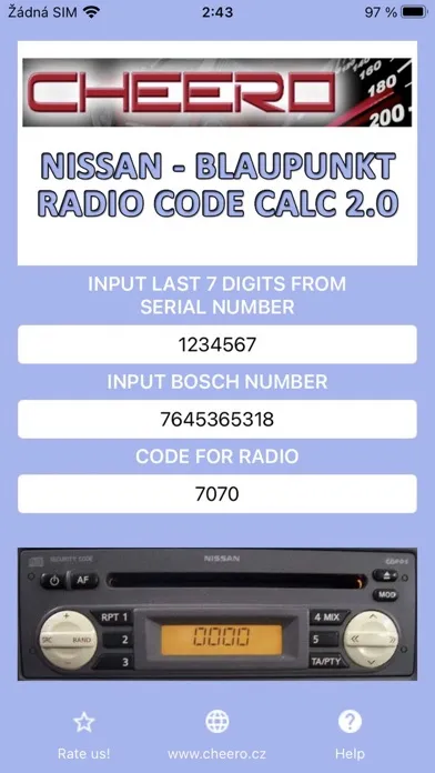 Capturas de pantalla de RADIO CODE for NISSAN MICRA