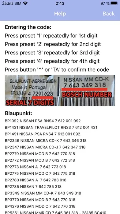 Capturas de pantalla de RADIO CODE for NISSAN MICRA