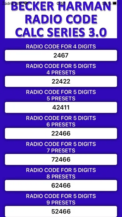 Tangkapan skrin RADIO CODE for BECKER