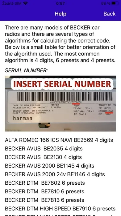 Tangkapan skrin RADIO CODE for BECKER