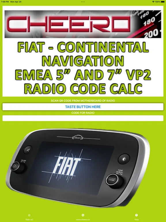 RADIO CODE for FIAT EMEA 7inch iPad  スクリーンショット