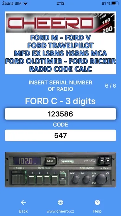 RADIO CODE for FORD ALL Screenshots