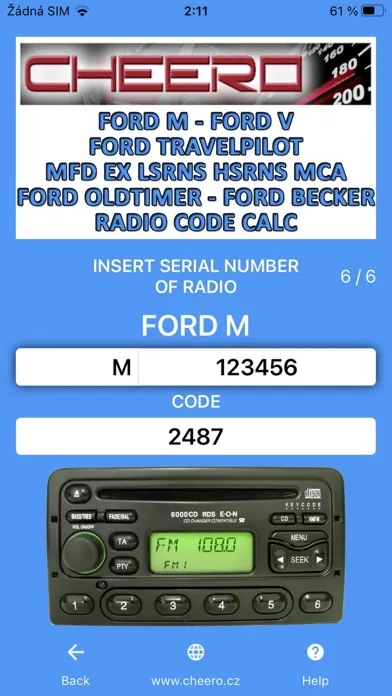 RADIO CODE for FORD ALL Screenshots