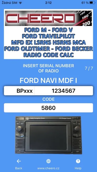 RADIO CODE for FORD ALL Screenshots