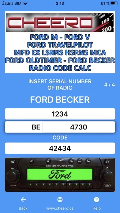 RADIO CODE for FORD ALL Screenshots