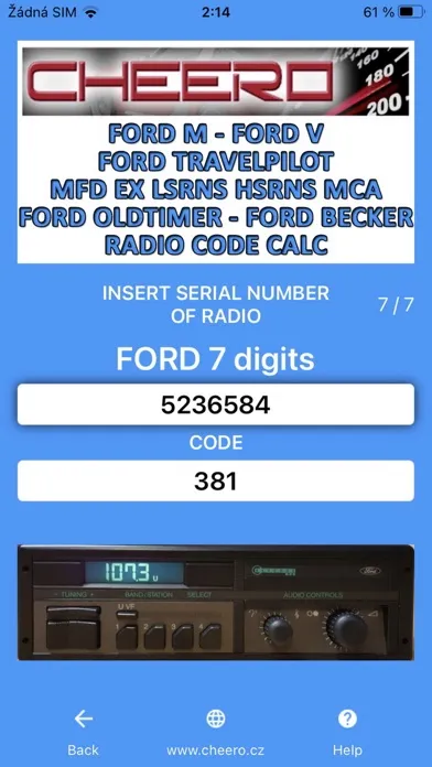 RADIO CODE for FORD ALL Screenshots