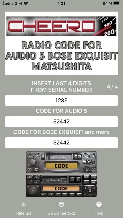 RADIO CODE for AUDIO 5 CC سکرین شاٹس