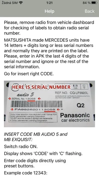 RADIO CODE for AUDIO 5 CC سکرین شاٹس