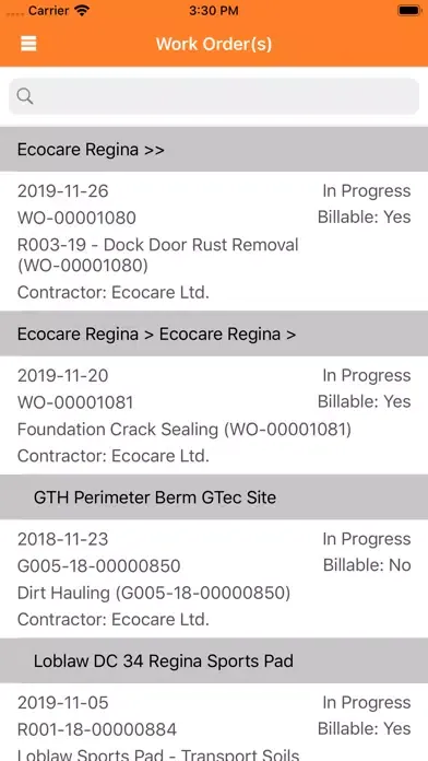 Capturas de tela do ChekOne Report App