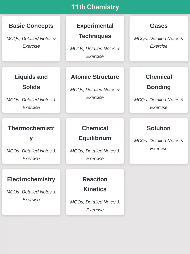 11th Class Chemistry Key Book Screenshots