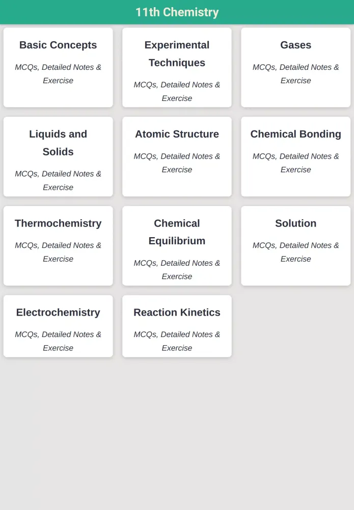 11th Class Chemistry Key Book Screenshots