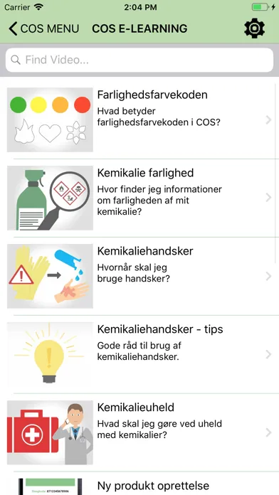 COS  User Safety Screenshots