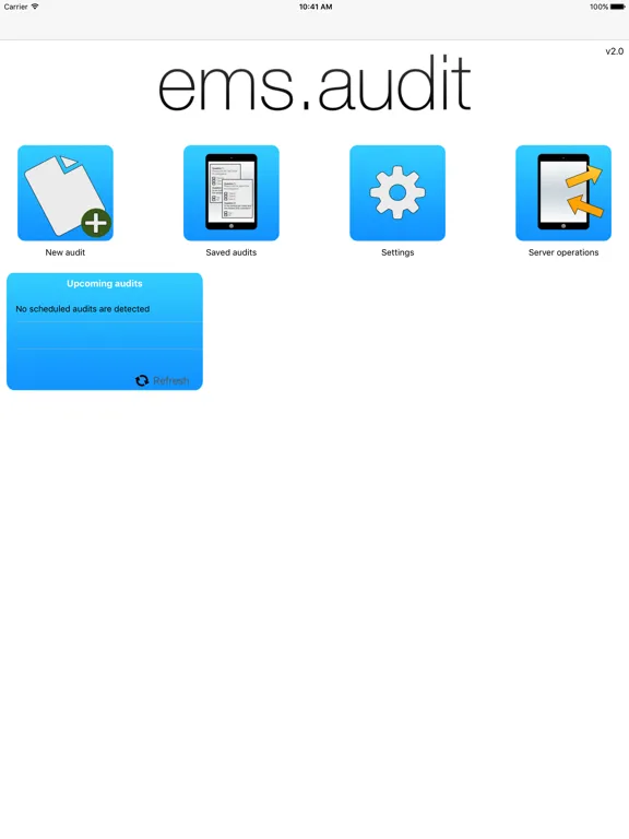 Capturas de tela do EMS.Audit iPad 