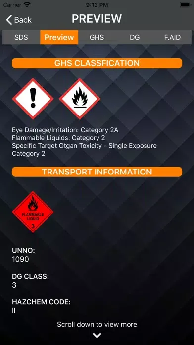 Captures d'écran de Chemical Safety - InfosafeCSI
