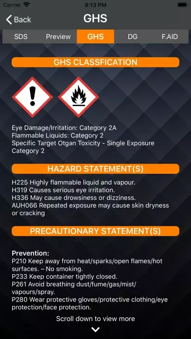 Captures d'écran de Chemical Safety - InfosafeCSI