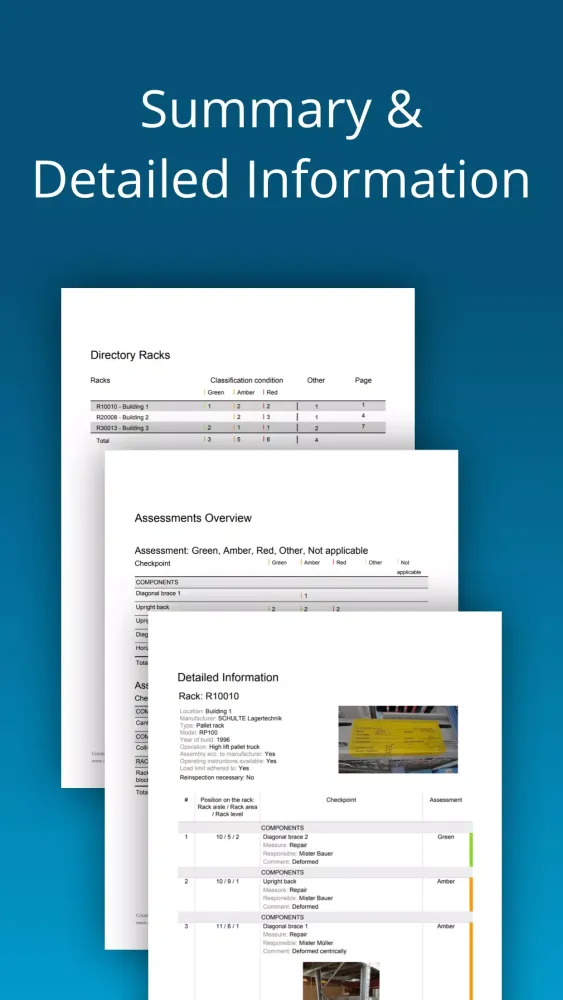 Rack Safety Inspection Screenshots