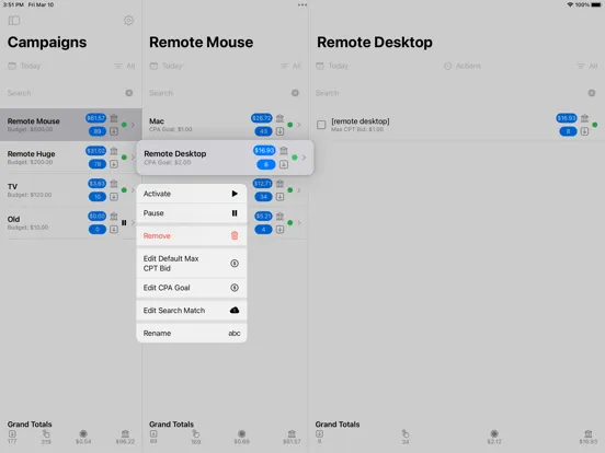 Tangkapan skrin Monitor and Manage Search Ads iPad 