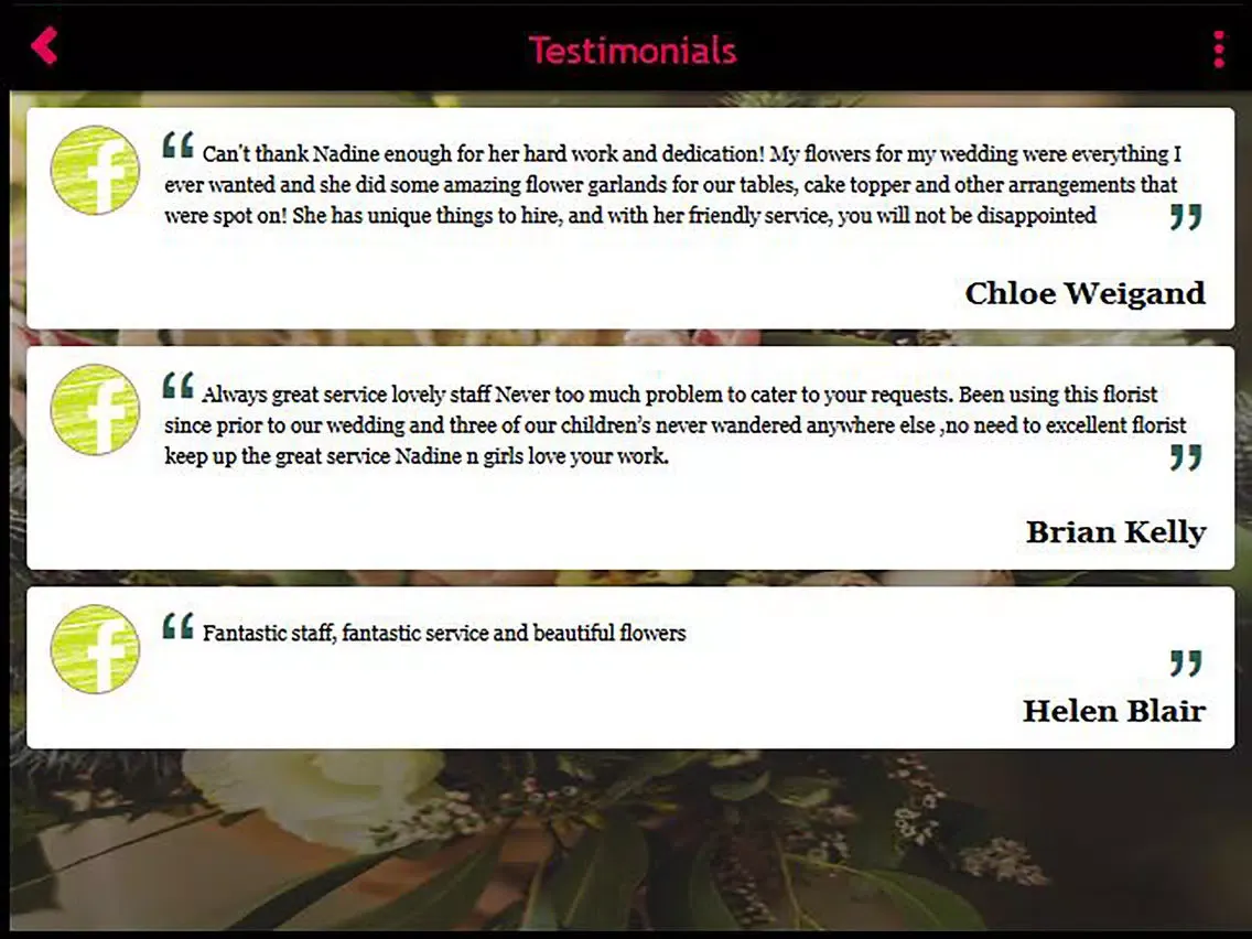 Captures d'écran de Cheryl Lee Florist iPad 