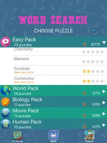 Word Search - Find Hidden Crosswords Puzzles, Spider Freecell Solitaire and Tic Tac Toe iPad  Screenshots