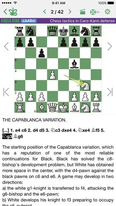 Ảnh chụp màn hình của Chess Tactics. Caro-Kann Def.