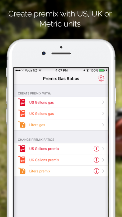 Capturas de pantalla de Premix Gas Ratios - Oil and Gas Mix for Two-Stroke