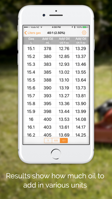 Capturas de pantalla de Premix Gas Ratios - Oil and Gas Mix for Two-Stroke