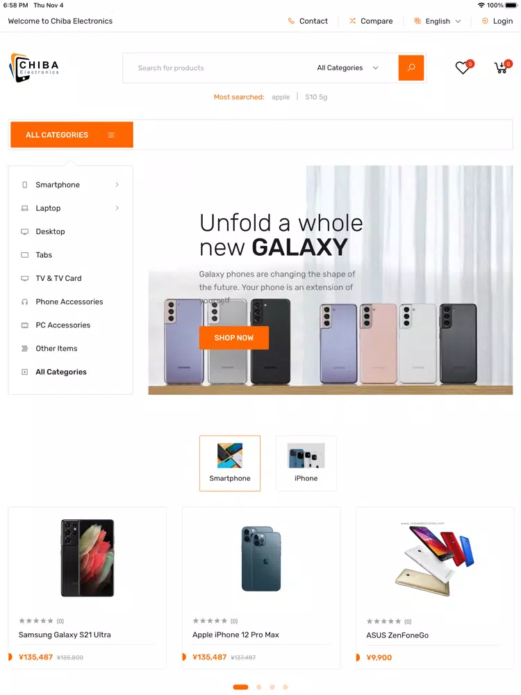 Ảnh chụp màn hình của Chiba electronics iPad 