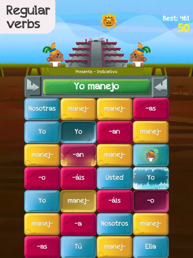 Capturas de tela do Verb Challenge Spanish iPad 