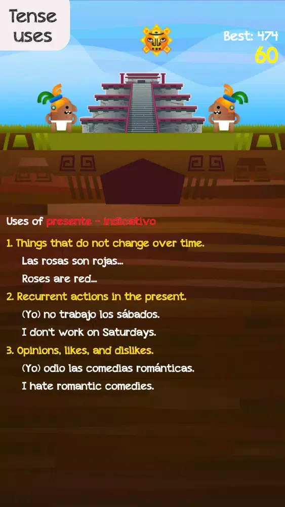 Capturas de tela do Verb Challenge Spanish