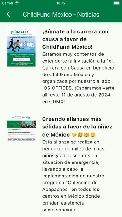 Zrzuty ekranu ChildFund México Sponsors