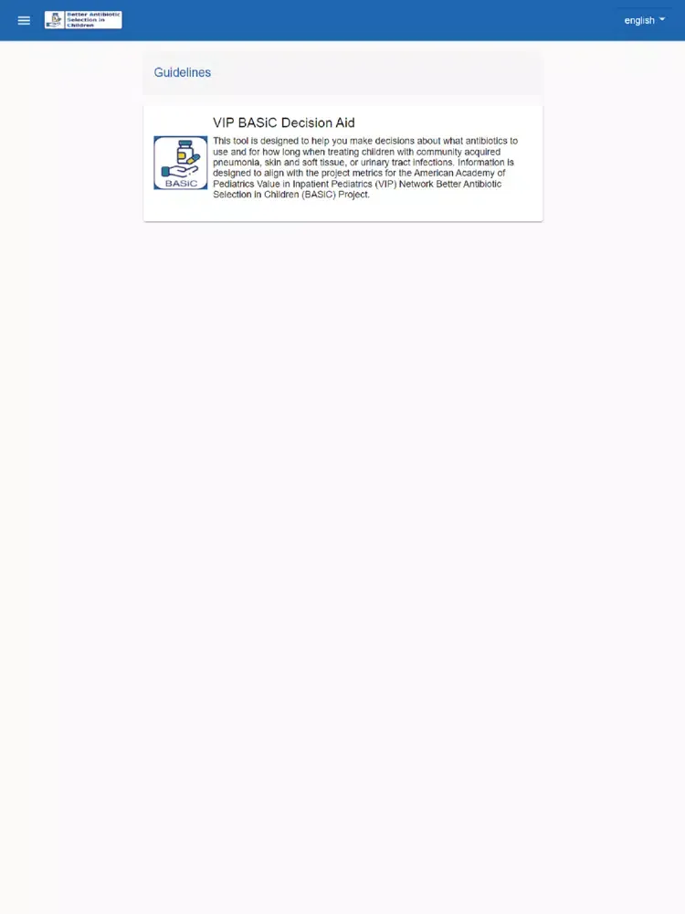 ภาพหน้าจอของ VIP BASiC Decision Aid iPad 