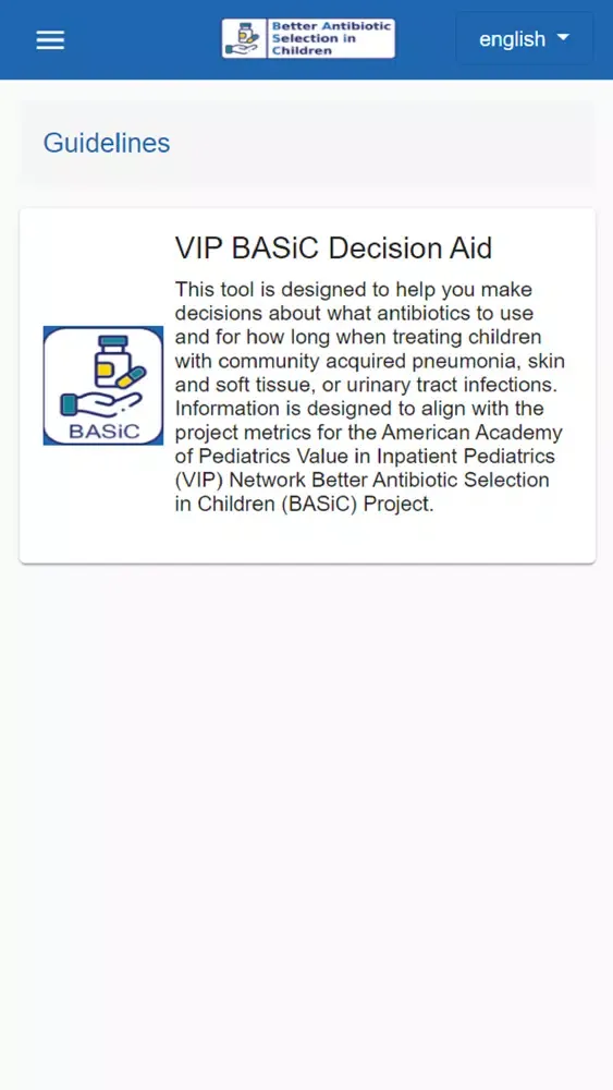 ภาพหน้าจอของ VIP BASiC Decision Aid