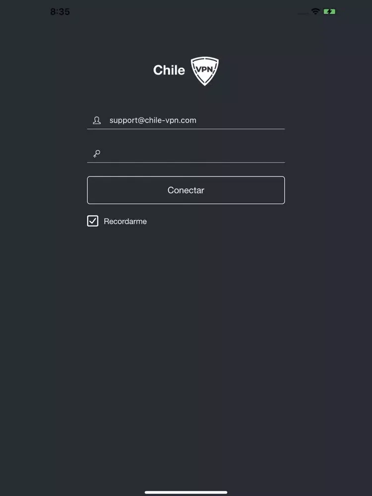 Screenshot di ChileVPN iPad 