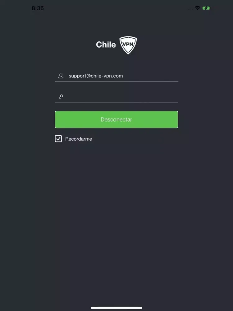 Screenshot di ChileVPN iPad 