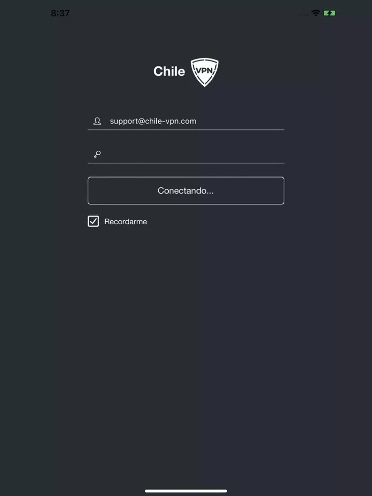 Screenshot di ChileVPN iPad 