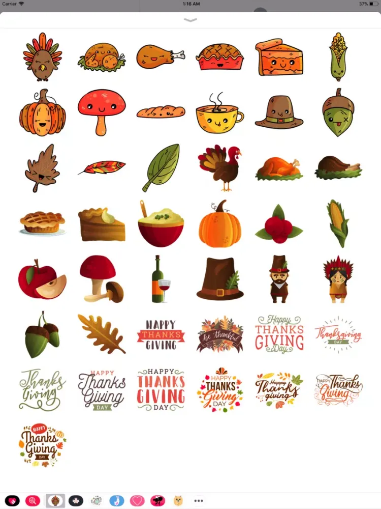 Ảnh chụp màn hình của Thanksgiving Stickers & Emoji iPad 