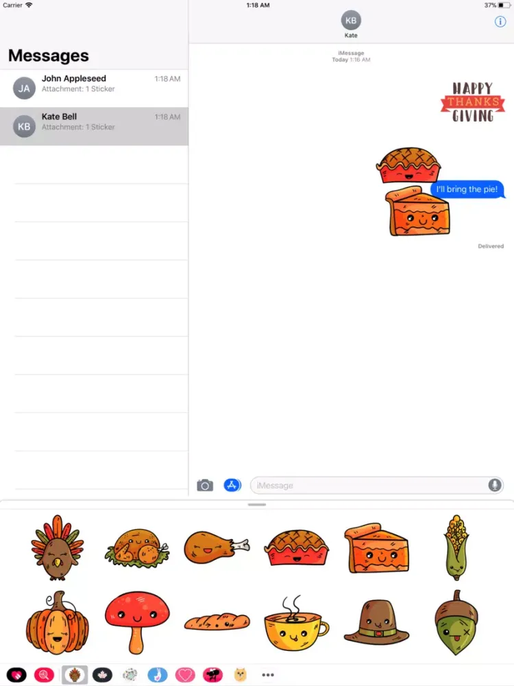 Ảnh chụp màn hình của Thanksgiving Stickers & Emoji iPad 