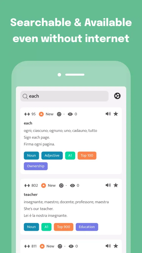 Most Common Italian Words Screenshots