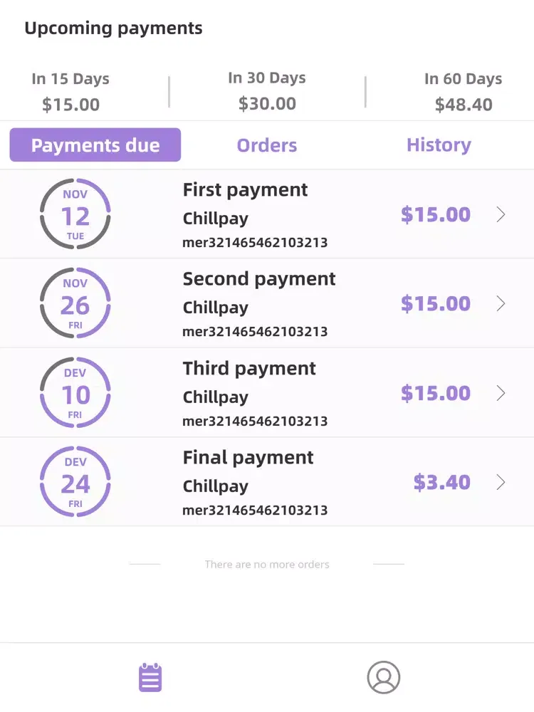 Captures d'écran de Chillpay - Buy now. Pay later. iPad 