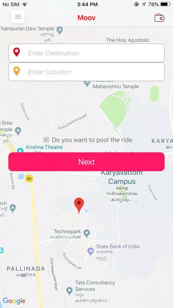 Tangkapan layar Moov Rider