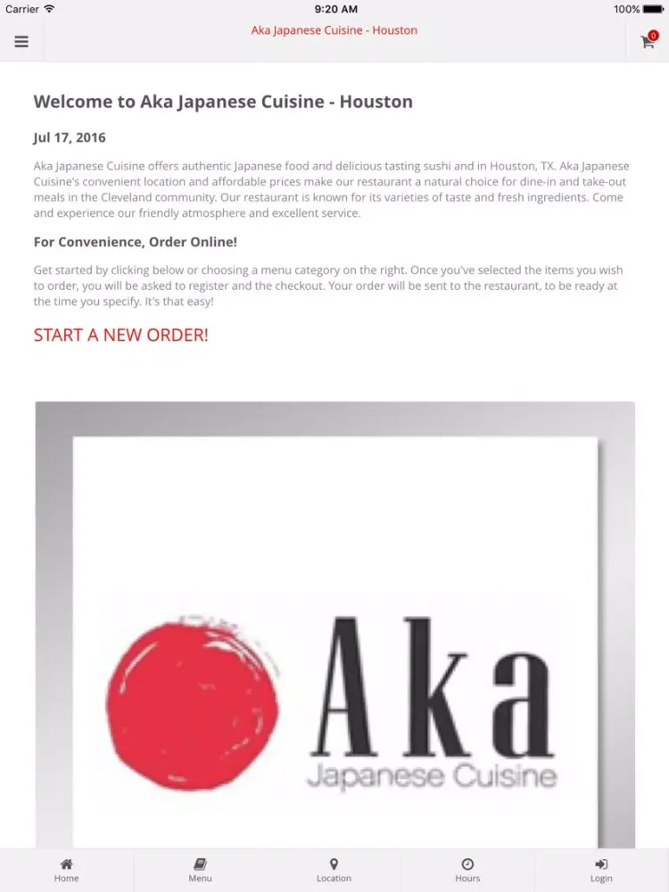 ภาพหน้าจอของ Aka Japanese Cuisine - Houston Online Ordering iPad 