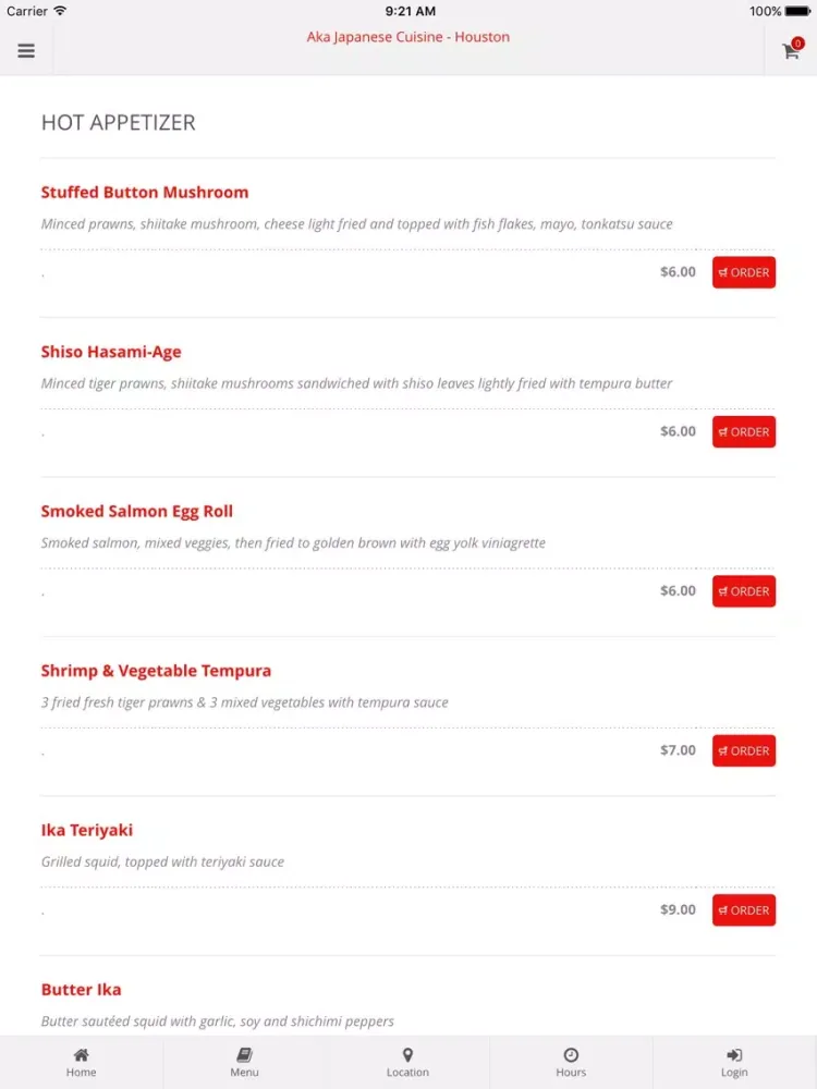 ภาพหน้าจอของ Aka Japanese Cuisine - Houston Online Ordering iPad 