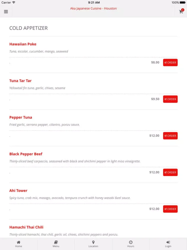 ภาพหน้าจอของ Aka Japanese Cuisine - Houston Online Ordering iPad 