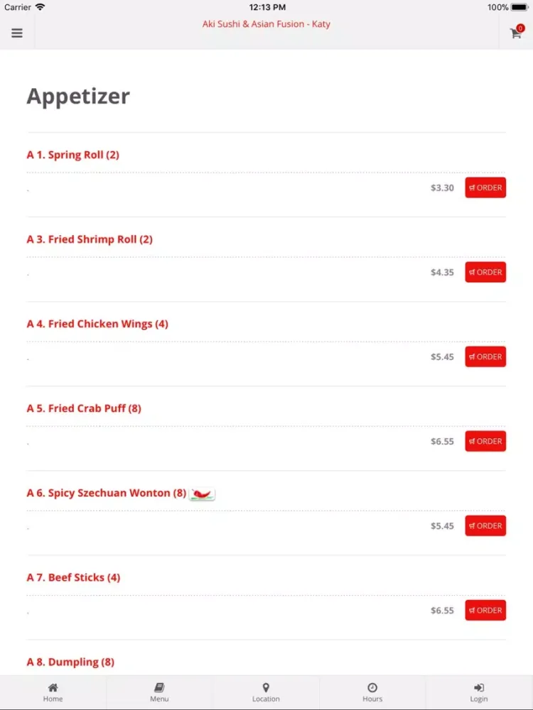 Aki Sushi & Asian Fusion Katy iPad 应用截图