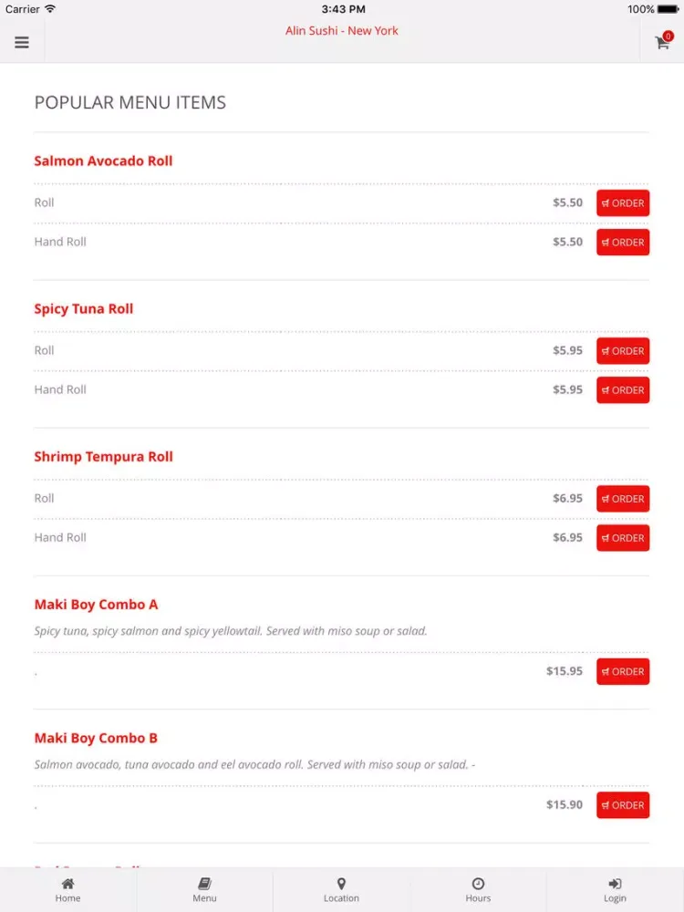تصاویر Alin Sushi New York iPad 