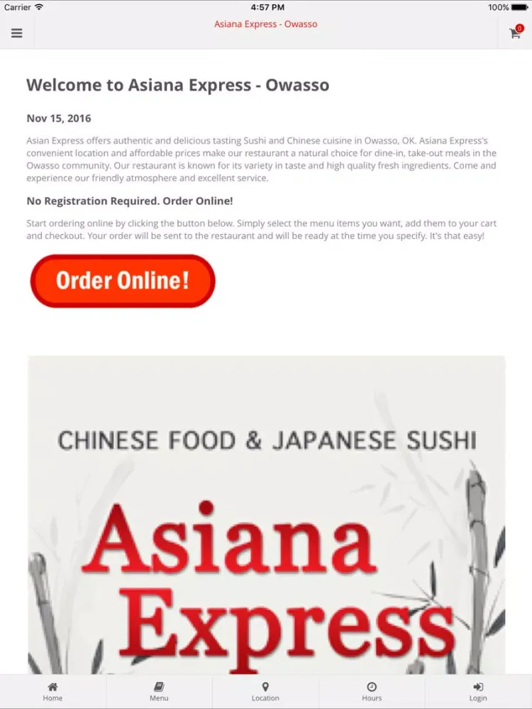 Asiana Express - Owasso iPad  स्क्रीनशॉट