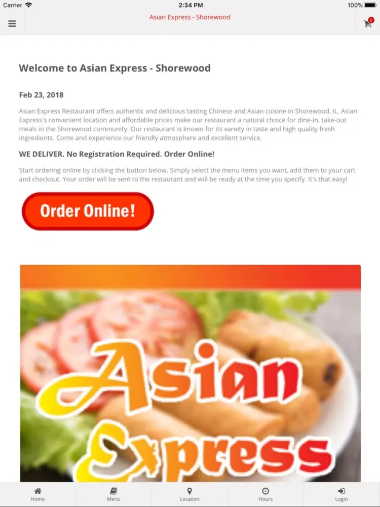 Asian Express Shorewood iPad  スクリーンショット