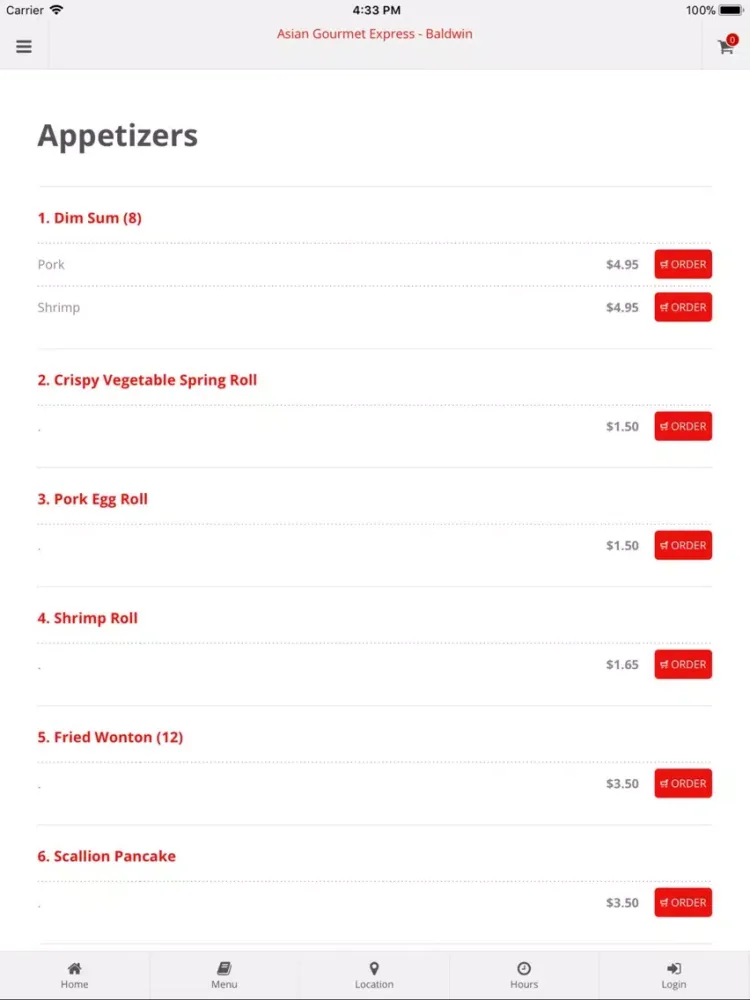 Asian Gourmet Express Baldwin iPad 应用截图