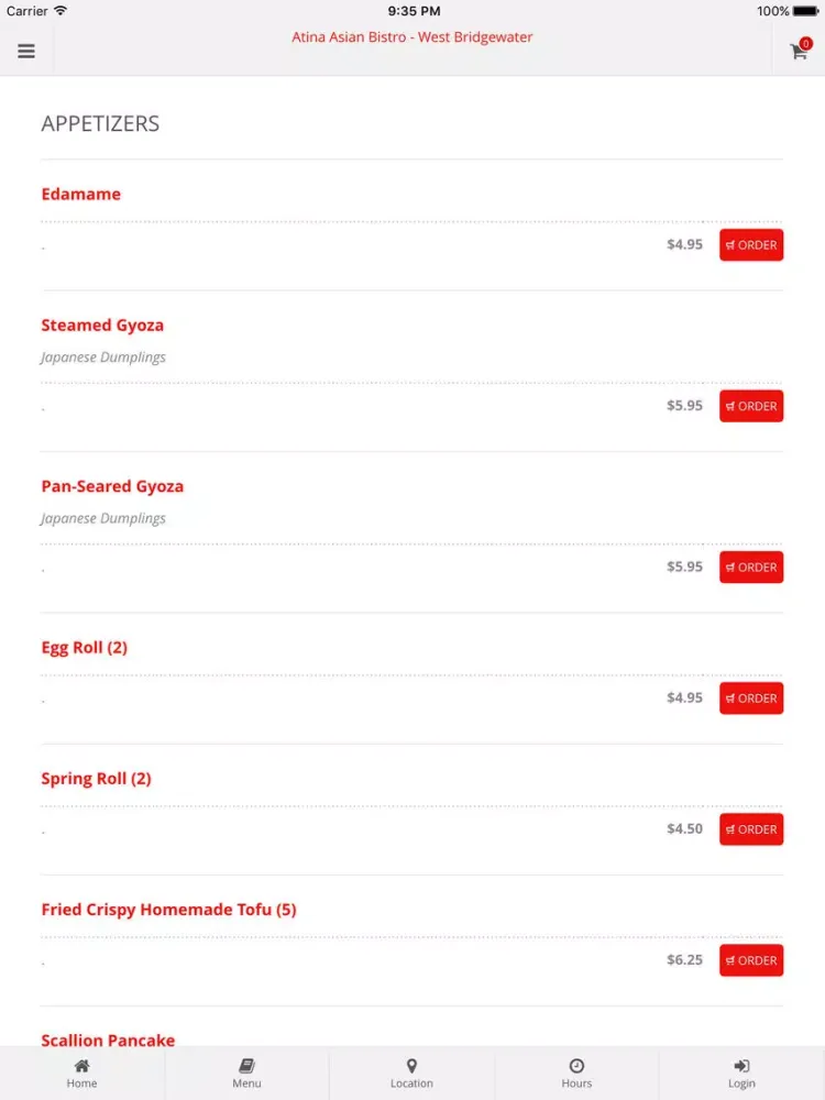 Atina Asian Bistro - West Bridgewater Online Ordering iPad 應用截圖