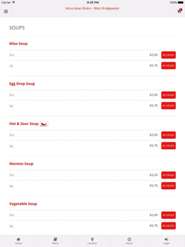 Atina Asian Bistro - West Bridgewater Online Ordering iPad 應用截圖